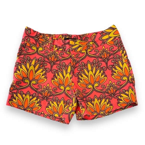 Mossimo Stretch Size 8 Coral/Green/Yellow Print Shorts NWOT Cotton-Spandex - Picture 1 of 4